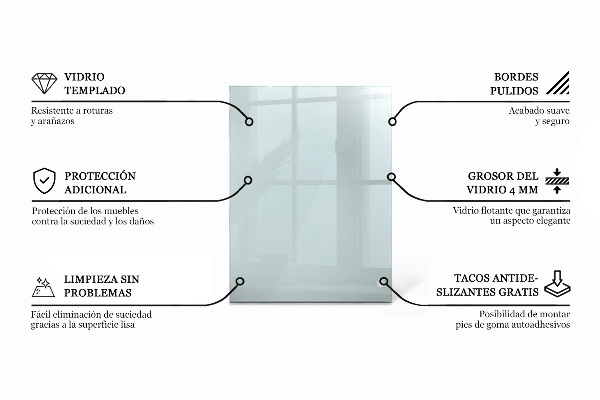 Tampo de vidro retangular transparente