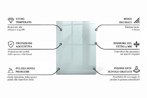 Tampo de vidro retangular transparente