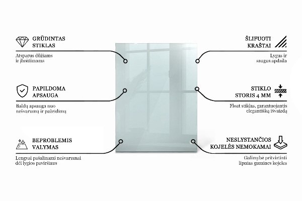 Tampo de vidro retangular transparente