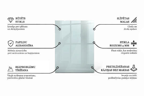 Tampo de vidro retangular transparente