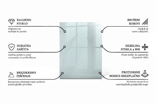 Tampo de vidro retangular transparente