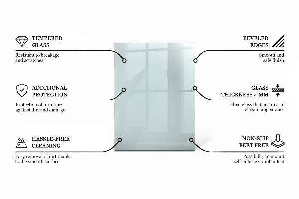 Tampo de vidro retangular transparente